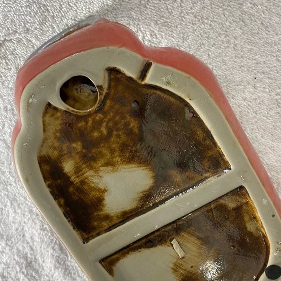 Ceramic Handled Small Platter Red Oblong Shaped Christmas Style w/Holly Border - Picture 9 of 11